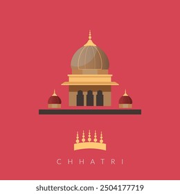 Chhatri - Semi-open, Elevated, Dome-Shaped Pavilions Elements as EPS 10 File