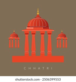 Chhatri - Semi-open, Elevated, Dome-Shaped Pavilions Elements as EPS 10 File