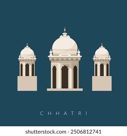 Chhatri - Semi-open, Elevated, Dome-Shaped Pavilions Elements as EPS 10 File