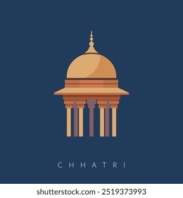 Chhatri - Elementos semiabiertos, elevados y con forma de cúpula para pabellones como archivo EPS 10