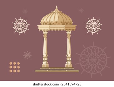 Chhatri - Semi-open, Elevated, Dome-Shaped Pavilions Elements as EPS 10 File