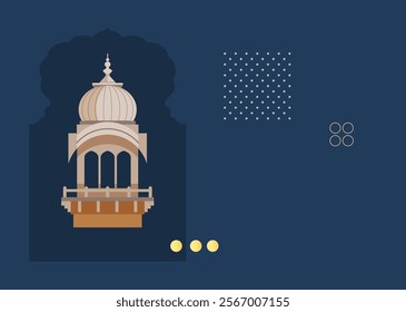 Chhatri - Semi-open, Elevated, Dome-Shaped Pavilions Elements as EPS 10 File