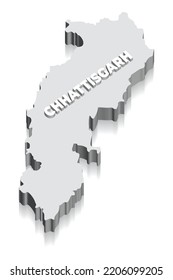 Mapa 3d de Chhattisgarh, estado de la India