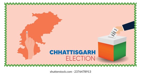 Caja de votación de Chhattisgarh con afiche del vector del mapa