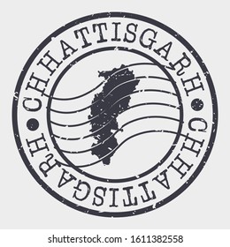 Chhattisgarh India Stamp Postal. Map Silhouette Seal. Passport Round Design. Vector Icon. Design Retro Travel.