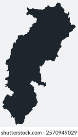 Chhattisgarh map. Just a simple border map. Shape of the state. Plain Chhattisgarh outline. Vector illustration.