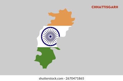 Chhattisgarh map vector illustration, Indian states, suitable for education, business, presentations, print, web use, and creative geographic projects. Indian union territory.