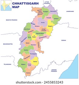 Chhattisgarh map vector illustration on white background 