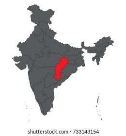 Chhattisgarh on gray India map vector