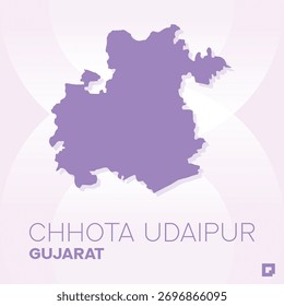 Chhota Udaipur District Map, Gujarat, India – Editable Vector Outline.