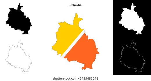 Chhukha Distrikt Umriss Karte Set