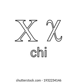 chi greek letter symbol on white background