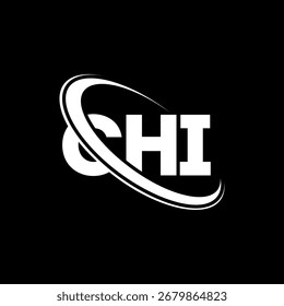 CHI logo. CHI letter. CHI letter logo design. Initials C HI logo linked with circle and uppercase monogram logo. CHI typography for technology, business and real estate brand.