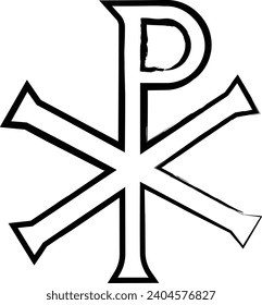 Chi Rho hand drawn vector illustration