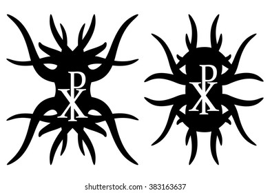 Chi rho hipster elements. Christogram. Isolated on white background