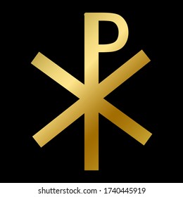 Chi rho symbol isolated. Christianity, catholicism religious golden sign on white background vector design illustration. Gold bible element. Faith and belief concept