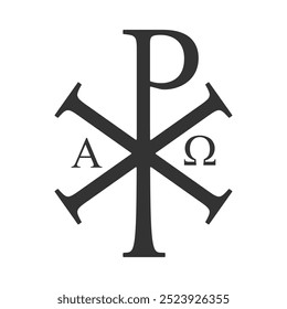 Símbolo Chi Rho. Jesus Cristo monograma. Sinal de Christogram. Ícone do Cristianismo. Imagem de ilustração vetorial.
