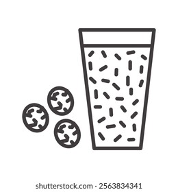Chia Seeds Icon Depicting a Cluster of Seeds in Black and White