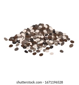 Chia Seeds Isolated On White Background. Realistic Vector Illustration