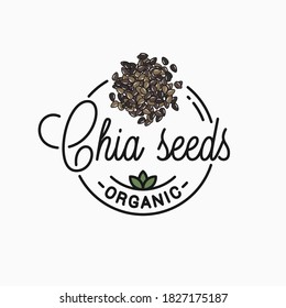 Chiasamen-Logo. Rund lineares Logo für Chia-Superfood auf weißem Hintergrund