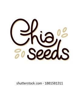 Chia seeds superfood logo template with handwritten calligraphy. lettering composition in decorative style. Healthy food. vector for package, brand.