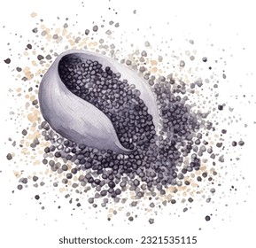 Chia samen Wasser Farbe Illustration. Handgezeichnet Unterwasserelement-Design. Künstlerische Vektorgrafik-Design-Element. Illustration für Grußkarten, Druck und andere Design-Projekte.