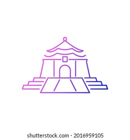 Chiang Kai shek Memorial Hall outline icon. Taiwan. Taipei national building. Oriental custom. Asian item. Purple gradient symbol. Isolated vector stock illustration