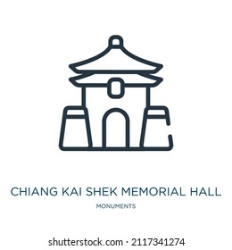 chiang kai shek memorial hall thin line icon. building, landmark linear icons from monuments concept isolated outline sign. Vector illustration symbol element for web design and apps.