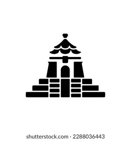 Chiang Kai shek Memorial Hall black glyph icon. Landmark tourist attraction. Taipei national building. Oriental architecture style. Silhouette symbol on white space. Vector isolated illustration