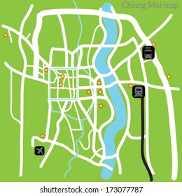 Chiang Mai city travel map background, Thailand