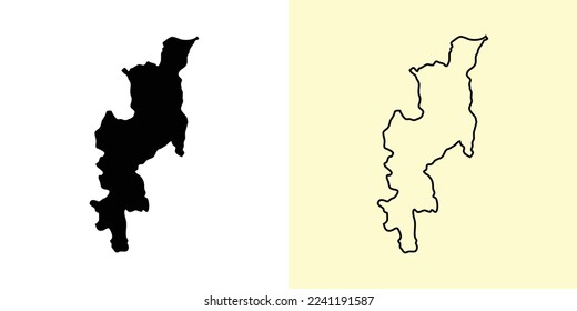 Chiang Mai map, Thailand, Asia. Filled and outline map designs. Vector illustration svg