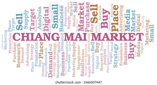 Chiang Mai Market word cloud. Vector made with text only