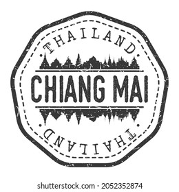 Chiang Mai, Mueang Chiang Mai District, Chiang Mai, Thailand Stamp Skyline Postmark. Silhouette Postal Passport. City Round Vector Icon. Vintage Postage Design. svg