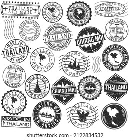 Chiang Mai, Mueang Chiang Mai District, Chiang Mai, Thailand Set of Stamps. Travel Stamp. Made In Product. Design Seals Old Style Insignia. svg
