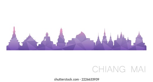 Chiang Mai, Mueang Chiang Mai District, Chiang Mai, Thailand Low Poly Skyline Clip Art City Design. Geometric Polygon Graphic Horizon Icon. Vector Illustration Symbol. svg