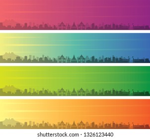 Chiang Mai Multiple Color Gradient Skyline Banner