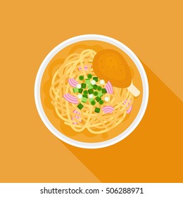 Chiang mai noodle, noodle with chicken in thai local northern style, flat design vector