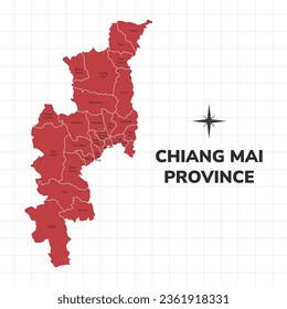 Chiang Mai Province map illustration. Map of the province in Thailand svg