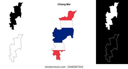 Chiang Mai province outline map set