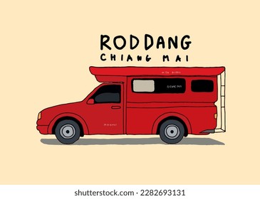 Chiang Mai red minibus, Vector Illustration svg