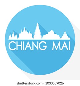 Chiang Mai Thailand Flat Icon Skyline Silhouette Design City Vector Art.