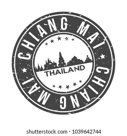 Chiang Mai Thailand Round Stamp Icon Skyline City Design.