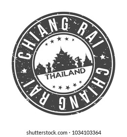 Chiang Rai Thailand Round Stamp Icon Skyline City Design badge.