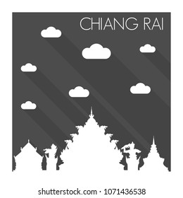 Chiang Rai Thailand Skyline City Flat Silhouette Design Background