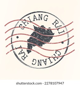 Chiang Rai, Thailand Stamp Map Postal. Silhouette. Passport Round Design. Vector Icon. Design Retro Travel National Symbol.