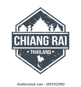 Chiang Rai Thailand Travel Stamp Icon Skyline City Design Tourism Seal Passport Vector.