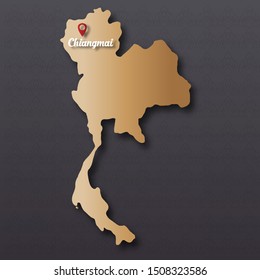 Chiangmai mapping in paper cut style vector illustration