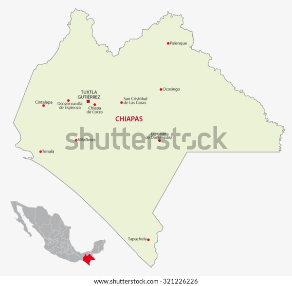 Chiapas Map Stock Vector Royalty Free 321226226 Shutterstock 3852