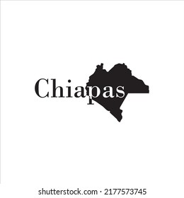 Chiapas map and black lettering design on white background