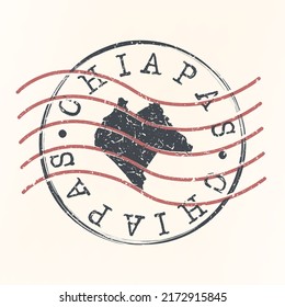 Chiapas, Mexico Stamp Map Postal. Silhouette. Passport Round Design. Vector Icon. Design Retro Travel National Symbol.